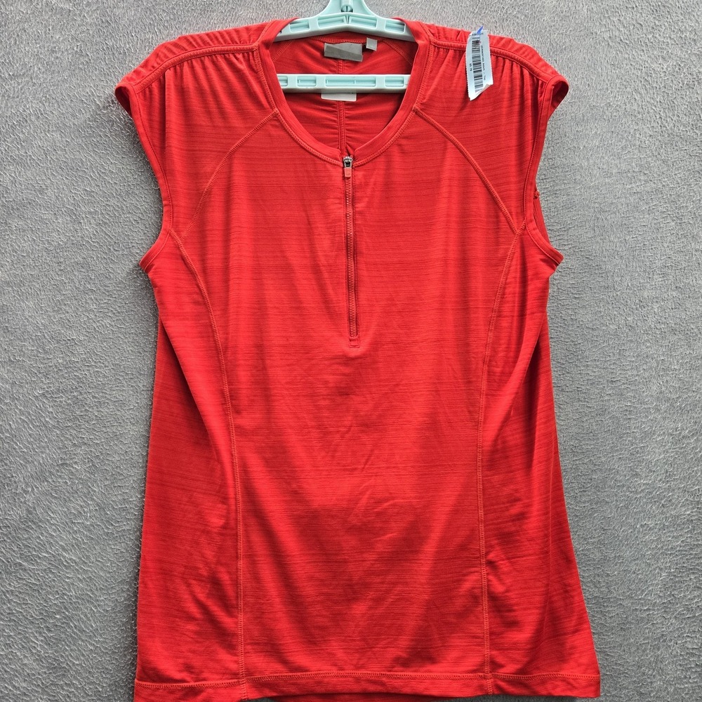Athleta Women Shirt L Red Activewear‎ Zipper Crew Neck Pullover